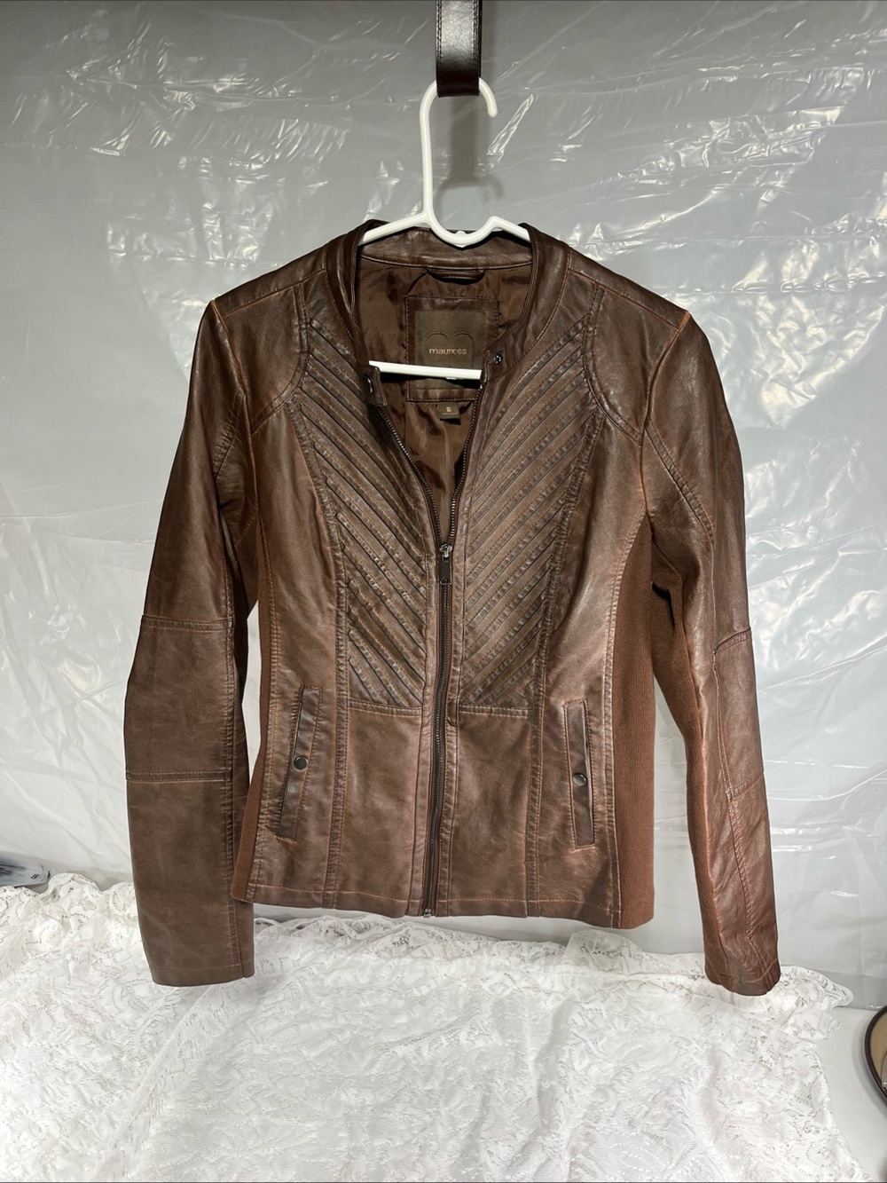 Maurices Brown Leather Zip-Front Jacket